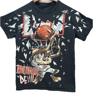 Space Jam Dunk‎ Devil T-Shirt Size XS Black Tasmanian Toon Squad Basketball